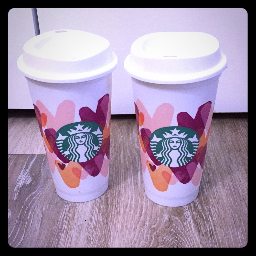 Starbucks (2) 16 oz limited  edition plastic cups